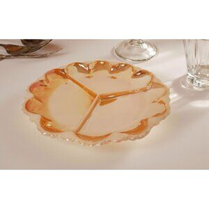 Anchor Hocking - Fire King Peach Lustre Three Section Relish Dish - 9.75"
